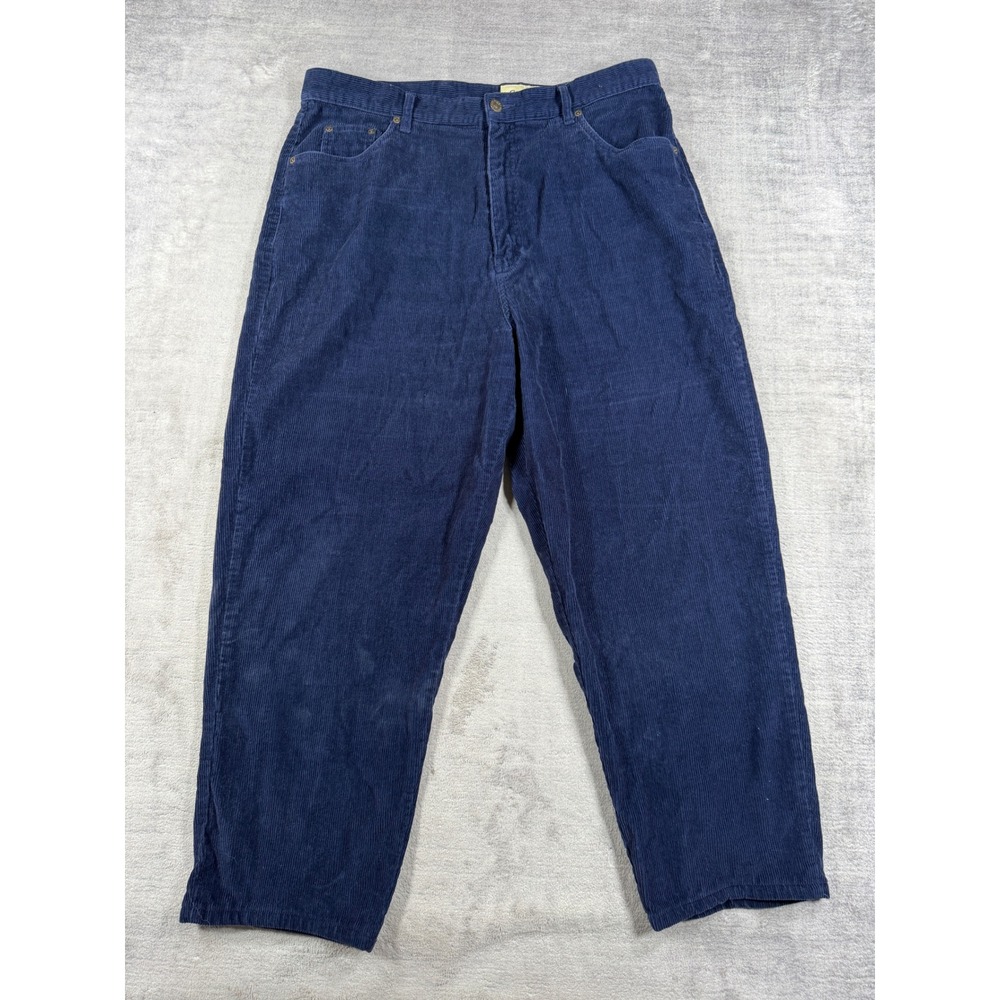 Eddie Bauer Pants Womens 18 Navy Blue Vtg Corduroy High Rise Relaxed Tapered